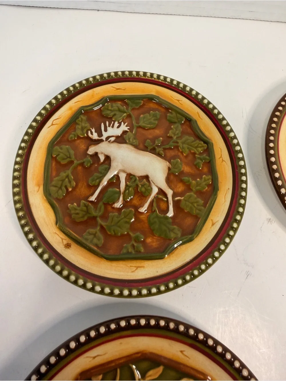 MWW Market Wildlife Embossed Salad Plates Set of 4